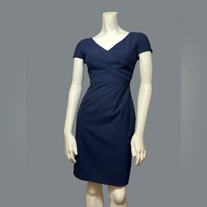 Banana Republic Blue v-Neck Tailored Sheath Dress